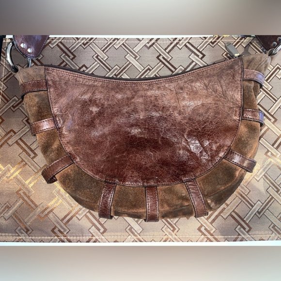 Vintage Y2K Brown Leather Slouchy Shoulder Bag - Picture 8 of 11